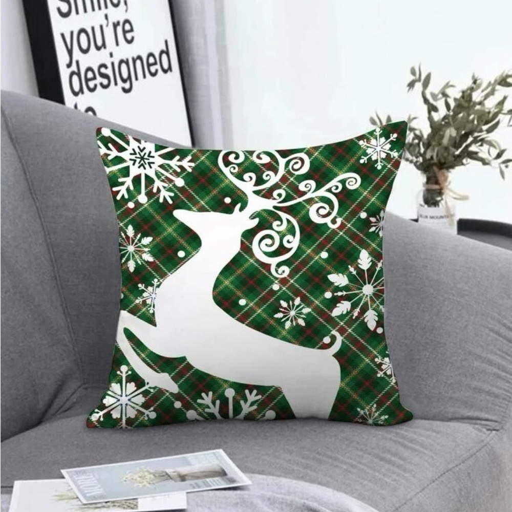 Snowy Reindeer Pillow Cover